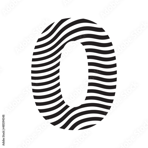 Simple Number 0 with waves pattern icon.