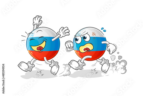 russia flag play chase cartoon. cartoon mascot vector