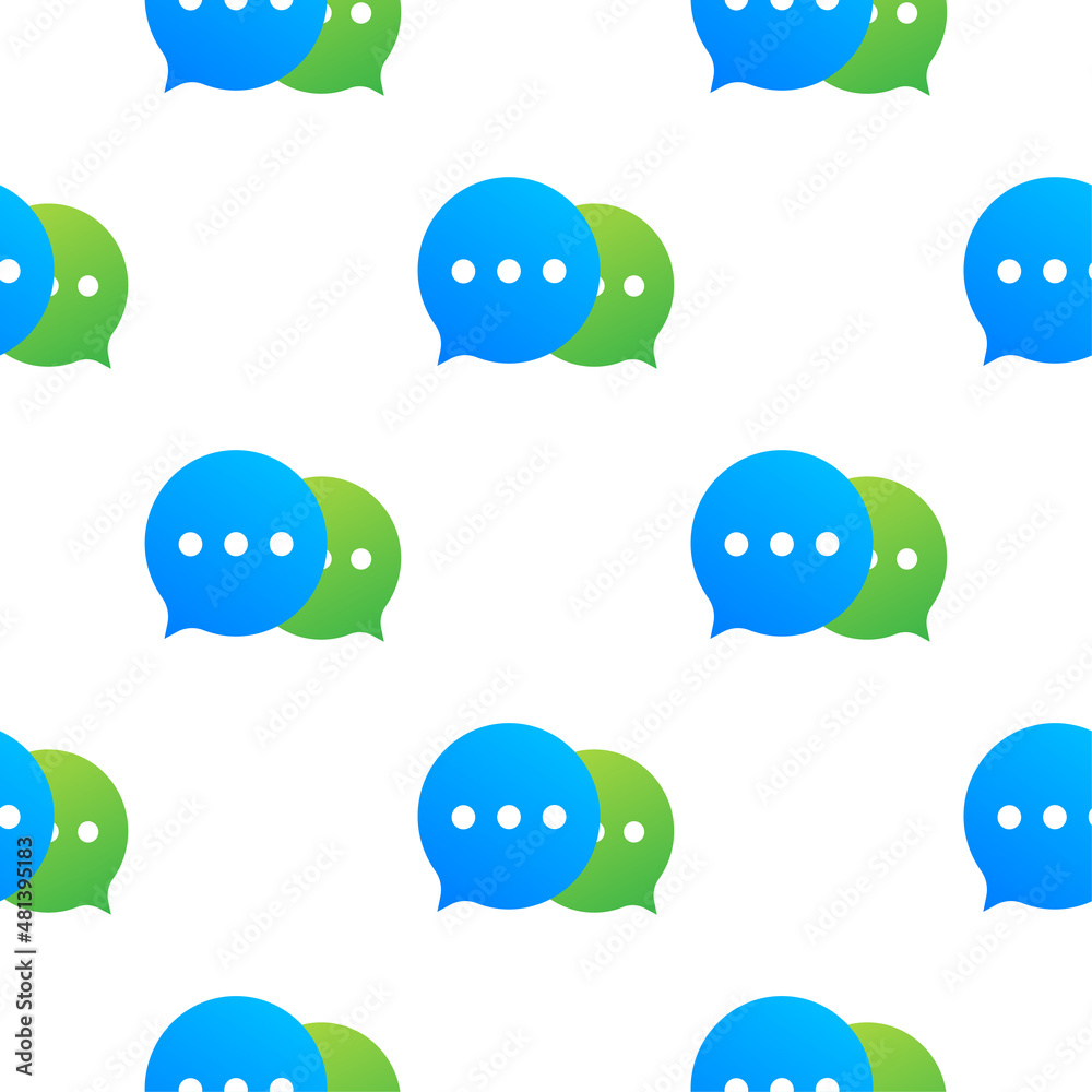 Live chat speech bubbles pattern. Blue chat bubbles pattern. Vector stock illustration.