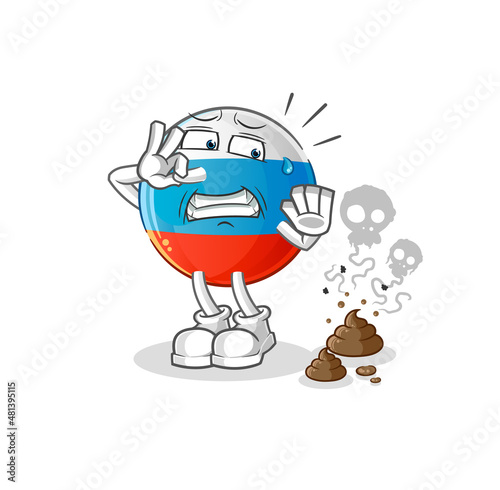 russia flag with stinky waste illustration. character vector