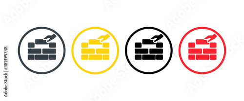Brick icon set. Pattern wall. Construction concept. Vector EPS 10. Isolated on white background