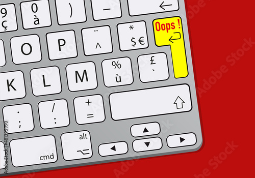 Un clavier d’ordinateur pour symboliser la fausse manipulation et l’erreur dans l’envoi d’information secrète sur un réseau informatique.