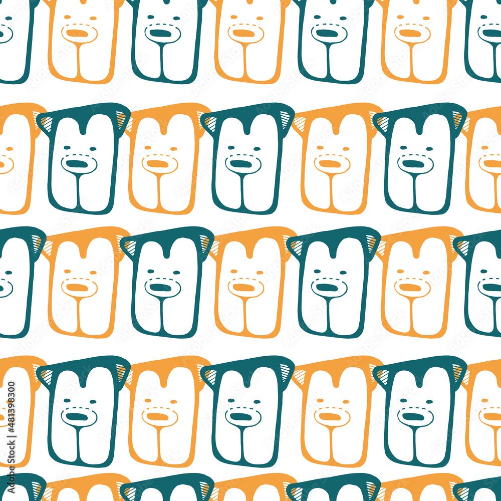 Seamless pattern with bears. Vector pattern. Bear pattern. Design for postcard, poster, card, placard, stamp, textile and other. Seamless pattern with bears. Vector pattern. Bear pattern. Design for postcard, poster, card, placard, stamp, textile and other.