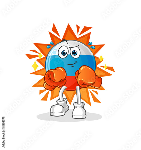 russia flag boxer character. cartoon mascot vector