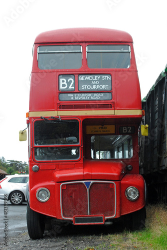 Front of Old Red Double Decker Bus 