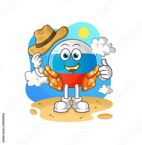 russia flag go on vacation. cartoon mascot vector