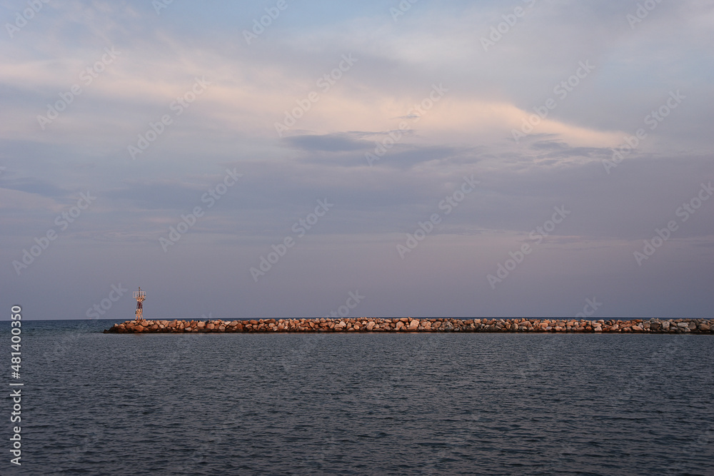 Sea sunset lighthouse