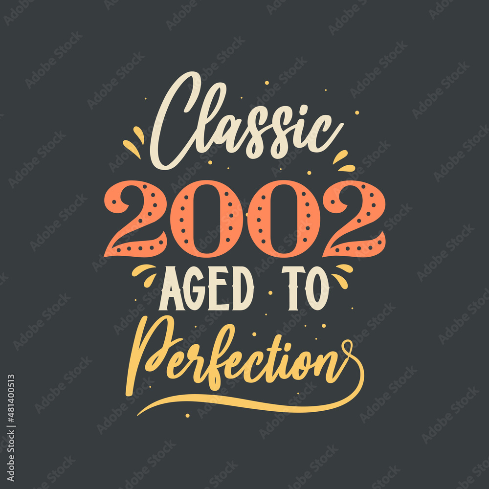 Classic 2002 Aged to Perfection. 2002 Vintage Retro Birthday