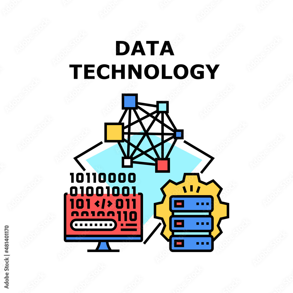 Data Technology abstract concept. tech network. modern science. digital computer vector concept color illustration
