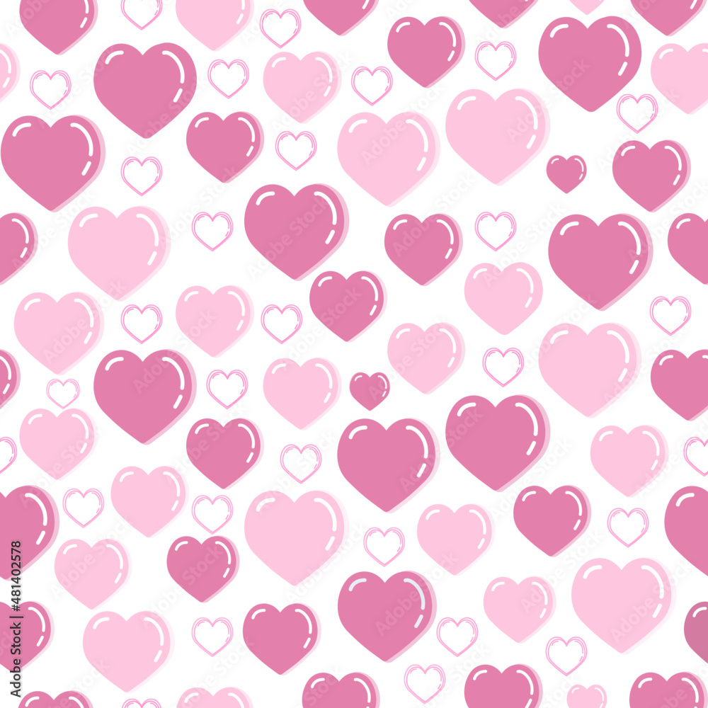 A pretty pink heart background, a pink heart seamless design, a pink heart pattern.
