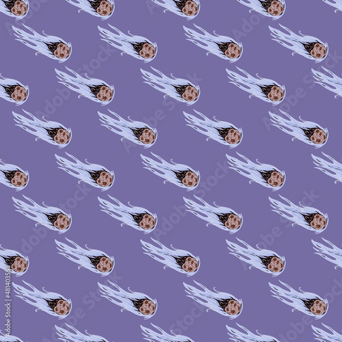 Comet fly seamless pattern. Design meteorite rain . Repeated