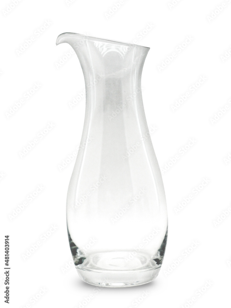 Modern transparent glass jar with spout, isolated Modern transparent glass jar with spout, isolated