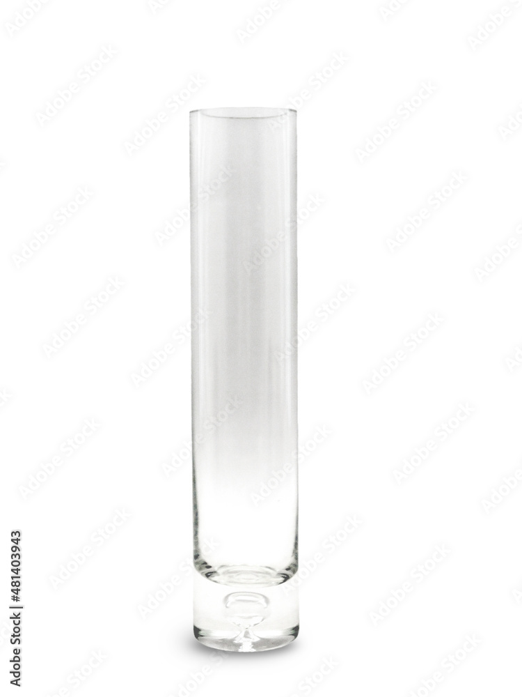 Simple tall glass vase, isolated