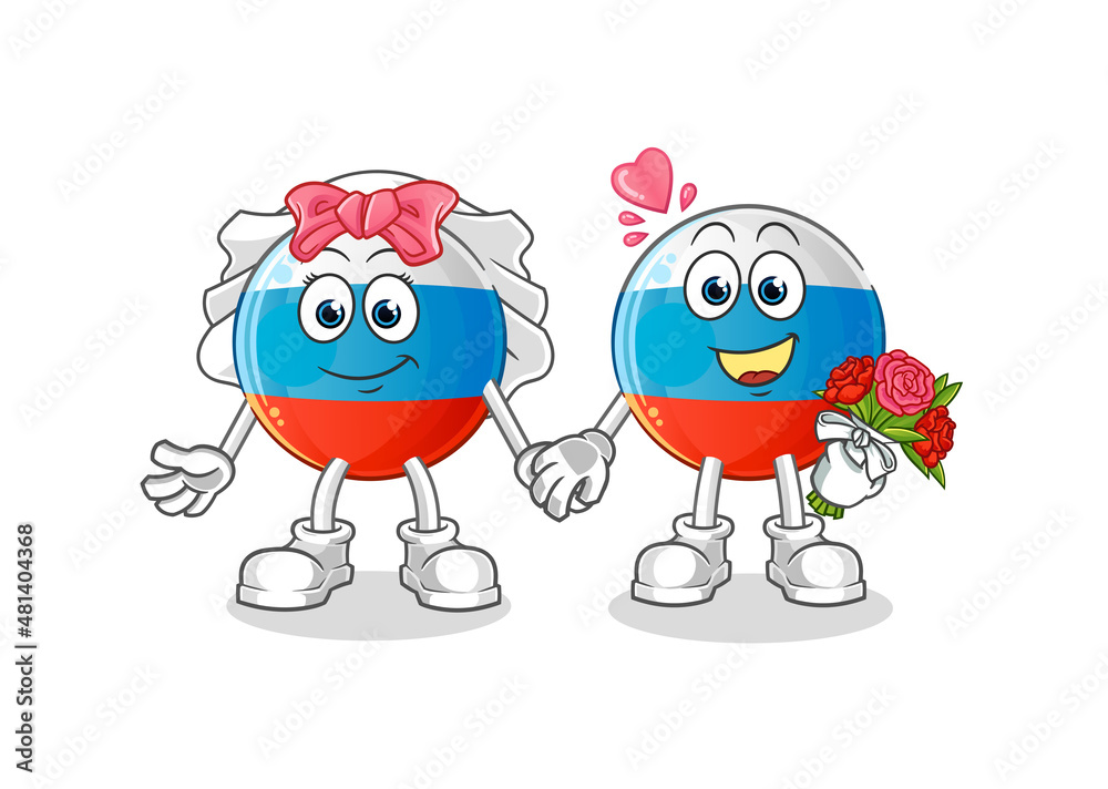 russia flag wedding cartoon. cartoon mascot vector russia flag wedding cartoon. cartoon mascot vector