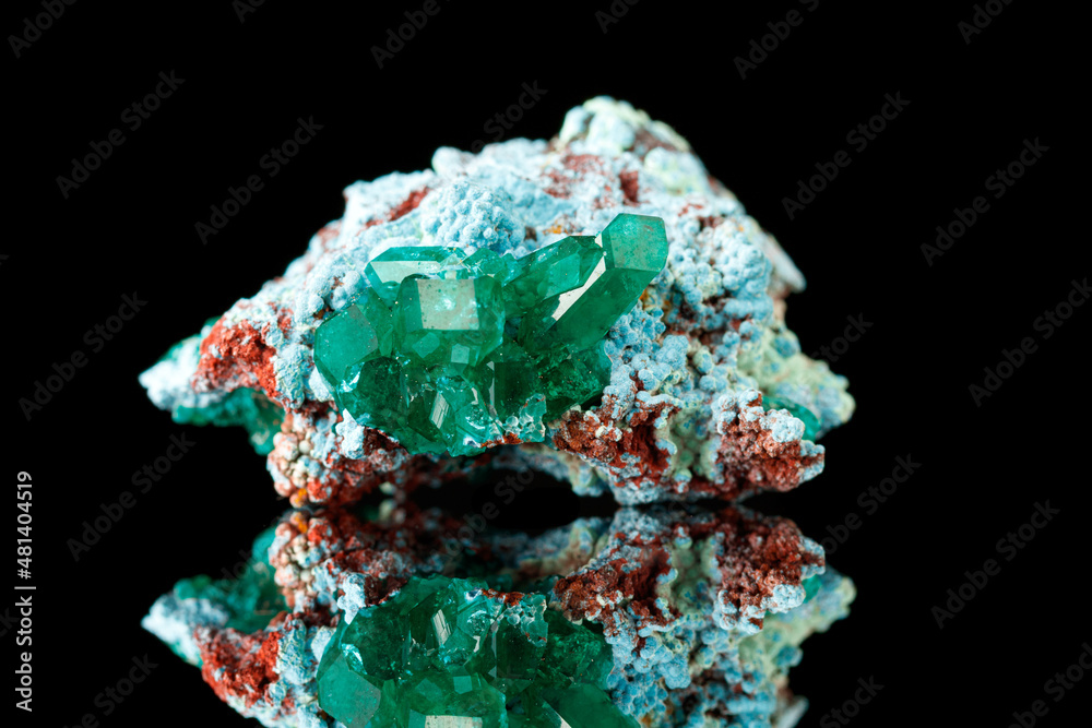 macro mineral stone Dioptase on a black background macro mineral stone Dioptase on a black background