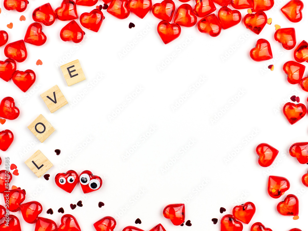 Abstract Background of Red Hearts and the word Love. Concept congratulations , Love. Abstract Background of Red Hearts and the word Love. Concept congratulations , Love.