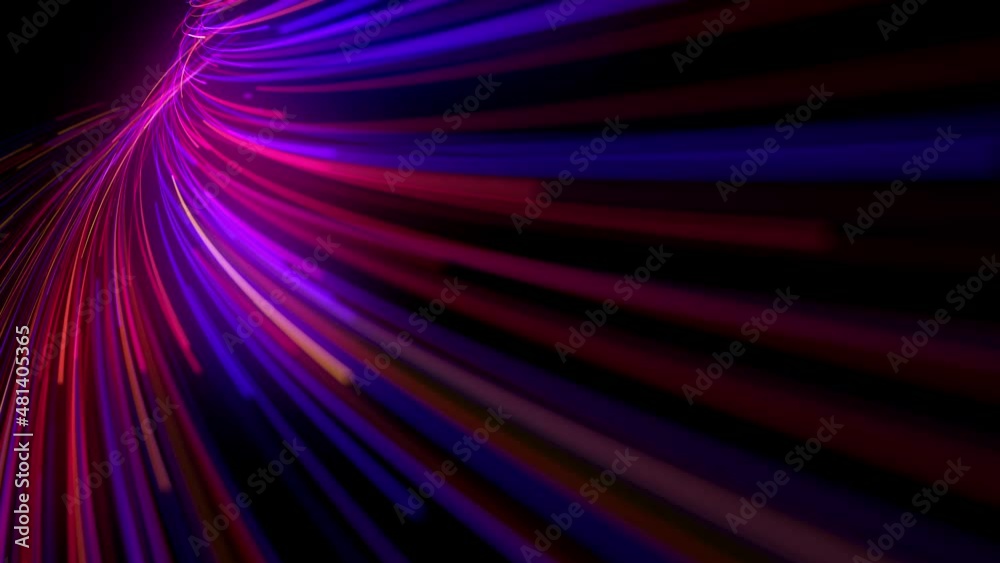 Abstract Glowing 3d Light Strokes Background/ 4k animation of an abstract looped wallpaper background of glowing 3d light strokes with depth of field and following motion path trajectory