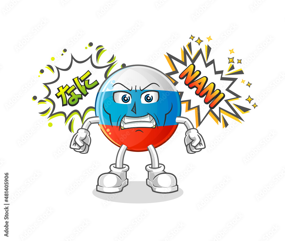 Fototapeta premium russia flag anime angry vector. cartoon character