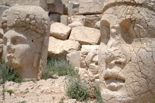 Giant God heads on Mount Nemrut. Anatloia, Turkey photo