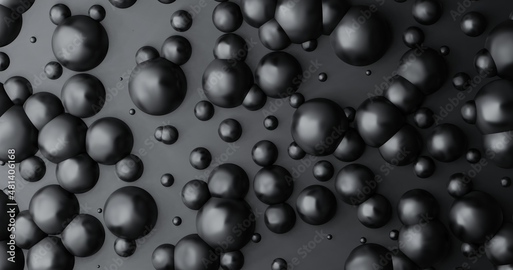 3d render. abstract black background, black sphere balls 3d render. abstract black background, black sphere balls