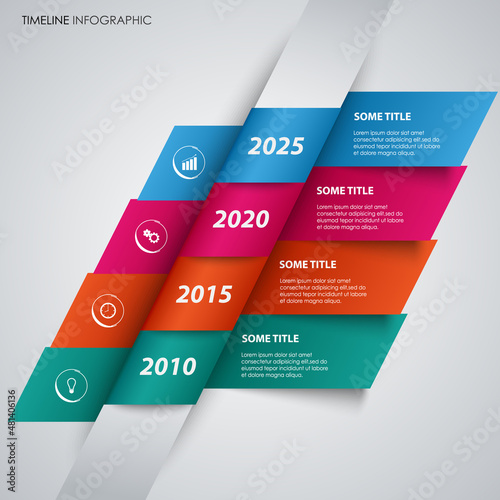 Time line with colored bookmarks above each other template