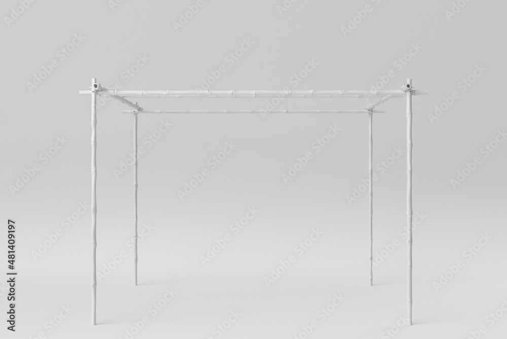 Beautiful natural bamboo used for wedding venue on white background. minimal concept. 3D render. Beautiful natural bamboo used for wedding venue on white background. minimal concept. 3D render.