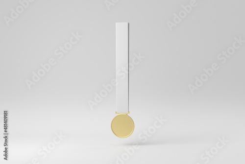 Gold medal on white background. Design Template, Mock up. 3D render.