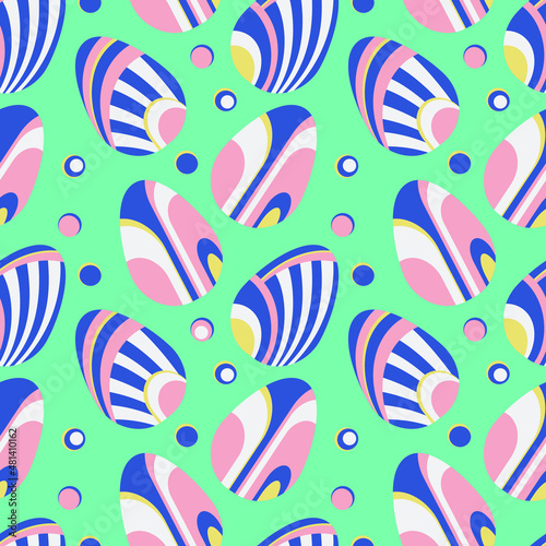 Luxurious seamless pattern Easter Eggs in Art Deco style. The perfect background for greetings cards, invitations, wallpaper, fabrics print, posters, wrapping, pack paper. 