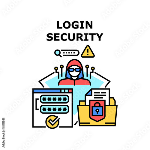 Login security password. web computer. internet access. online safe. technology digital data vector concept color illustration