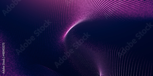 Abstract particular digital background hi-tech and scientific technology data line connect. particular wave dynamic mesh big data technology illustration background. 3d render particular line bg.