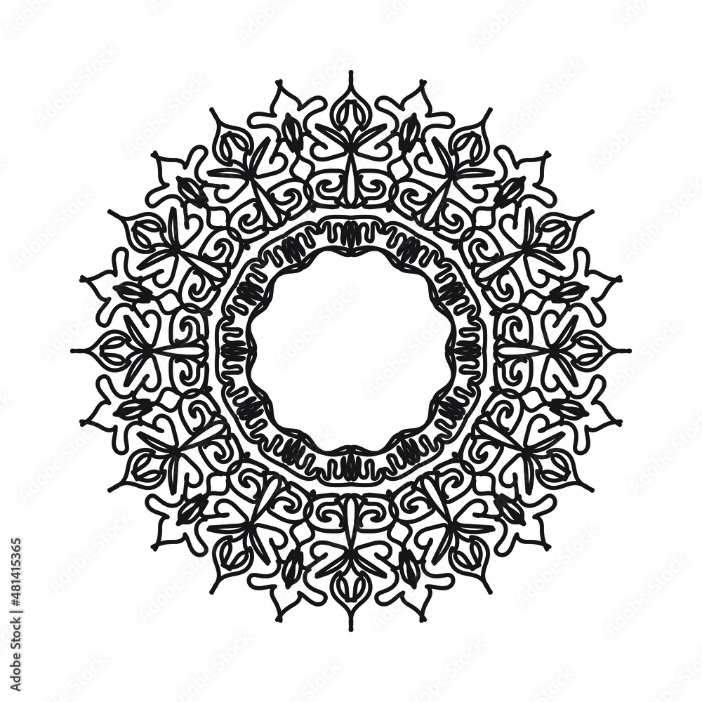 Indian Ornament black white card with mandala