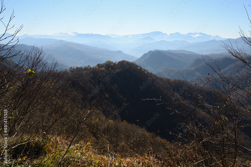 Landscape with mountain range in autumn Landscape with mountain range in autumn