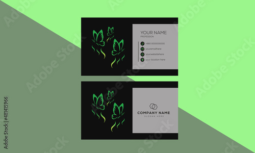 Green butterfly business card template