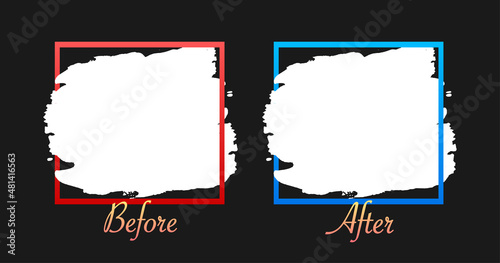 Colorful before and after frames. Vector illustration. Vector template. Design template.