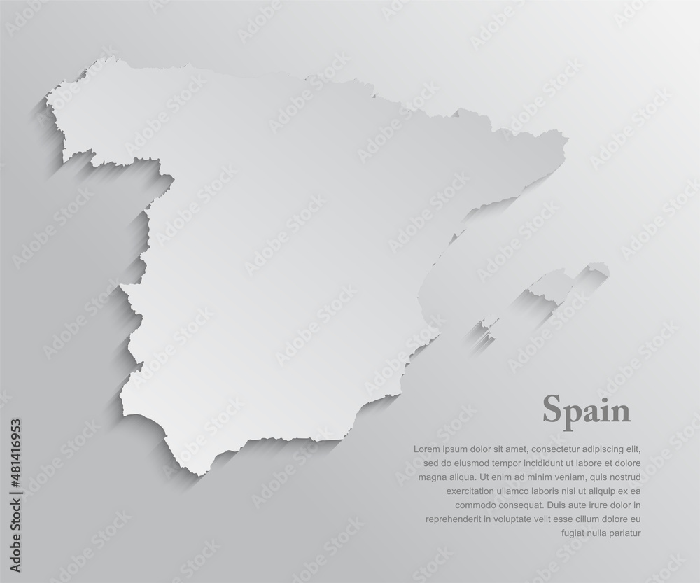 Minimal white map Spain, template Europe country