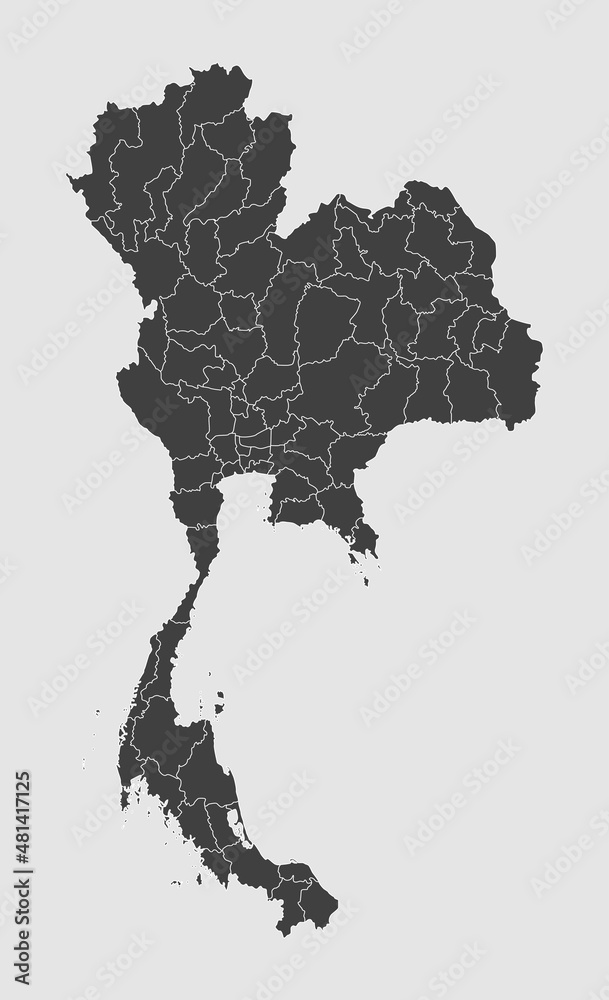 Vector map country Thailand divided on regions Vector map country Thailand divided on regions