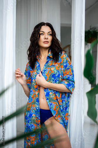 Beautiful woman beachwear clothes tropical resort © alipko