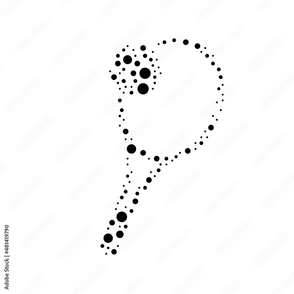 A large tennis symbol in the center made in pointillism style. The center symbol is filled with black circles of various sizes. Vector illustration on white background A large tennis symbol in the center made in pointillism style. The center symbol is filled with black circles of various sizes. Vector illustration on white background