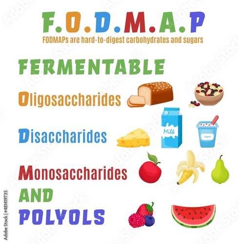 Fodmap. Carbohydrates and sugars. Editable vector illustration