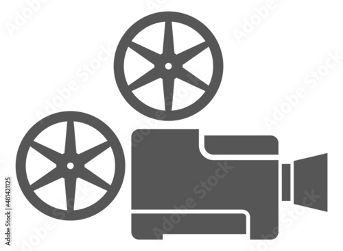 Film projector icon. Vintage movie player logo