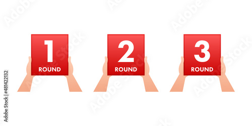1,2,3 round on white background. Vector design. Vector set.