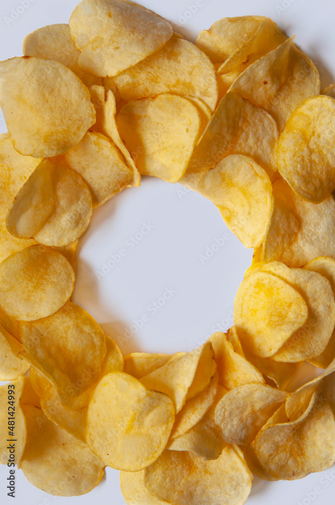 crispy, tasty, potato chips, white back crispy, tasty, potato chips, white back