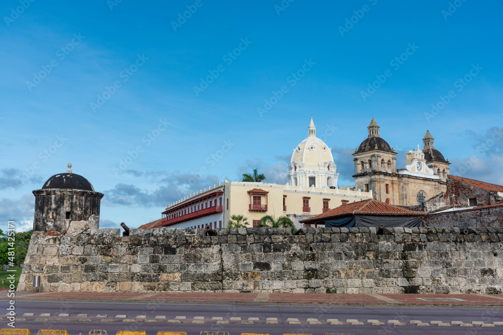 Cartagena, Bolivar, Colombia. November 3, 2021: Urban landscape and view of Sanctuary San Pedro de Claver.