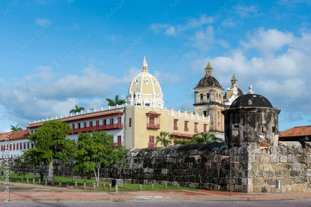 Cartagena, Bolivar, Colombia. November 3, 2021: Urban landscape and view of Sanctuary San Pedro de Claver.