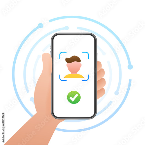 Face recognition concept design. Can use for web banner, infographics, hero images. Vector illustration.