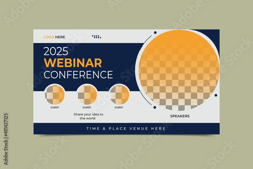 Social media advertisement with white background. Suitable for business webinar, conference announcements, and online seminar. Vector design isolated.