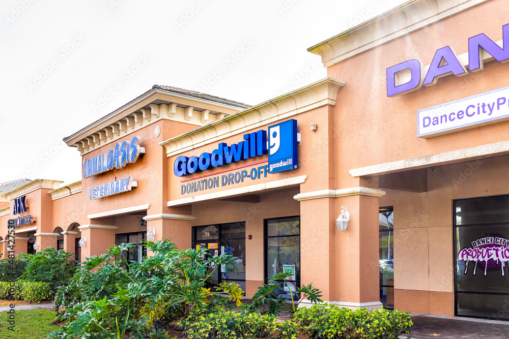 Naples, USA January 27, 2021 Goodwill thrift store office business