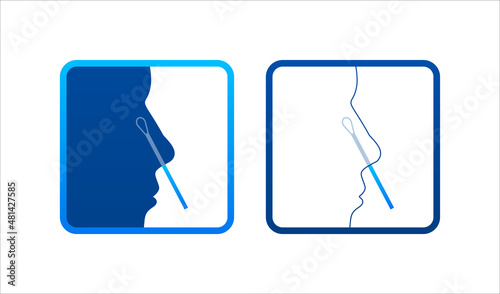Pcr test, male profile. Coronavirus prevention. Vector illustration. Coronavirus icon.