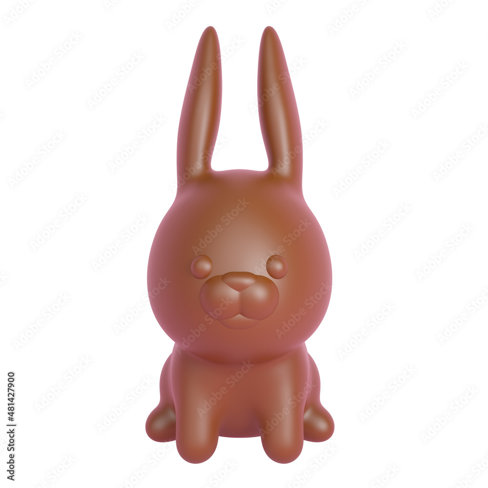 Obraz premium Chocolate bunny isolated on white. 3d rendering
