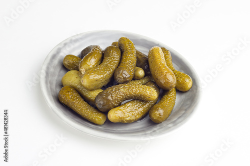 pickled cucumbers, white background, isolate, gherkins cucumbers